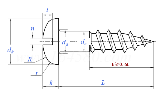 DIN  96 - 1986 開槽半圓頭木牙螺釘