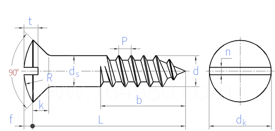 CNS  1053 - 1959 开槽半沉头木牙螺钉