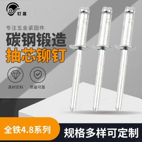 厂家直销Φ3.2*8、Φ4*8、Φ4.8*10 全铁4.8系列铆钉开口型抽芯铆钉圆头铆钉