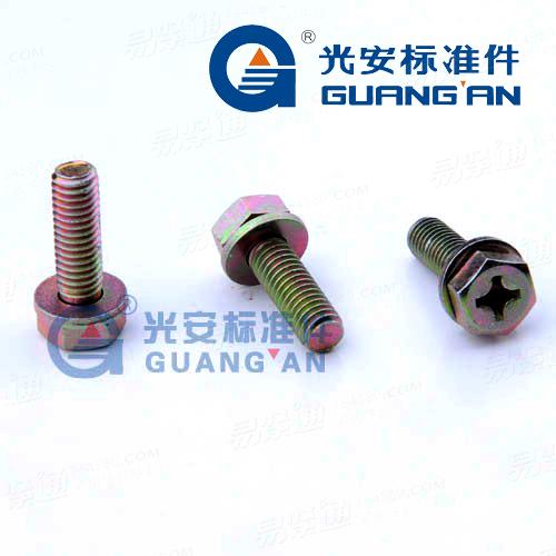 GB9074.13十字槽凹穴六角頭螺栓、彈簧墊圈和平墊圈組合件