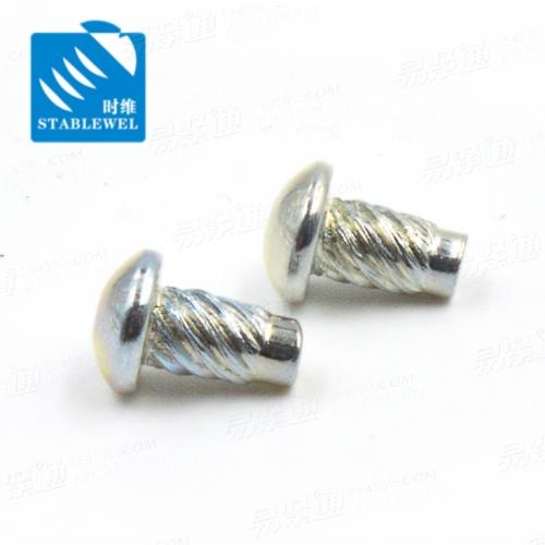 Q542螺旋铆钉 铁镀彩锌半圆头滚花斜纹铆钉 标牌 非标定制