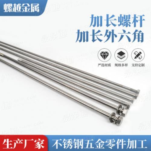 304/316不鏽鋼加長螺杆 非标加長外六角 特長螺絲工廠定制