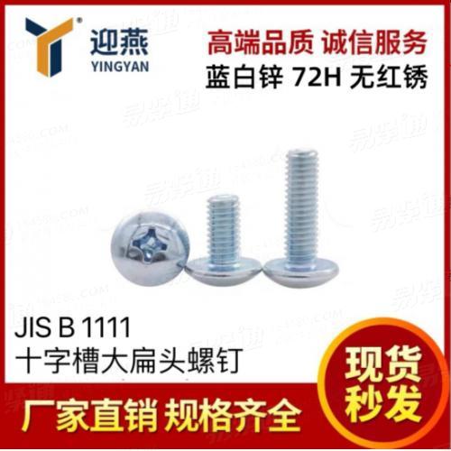 蓝白锌72小时无红锈 十字槽大扁头螺钉 JIS B 1111大头蘑菇头螺丝