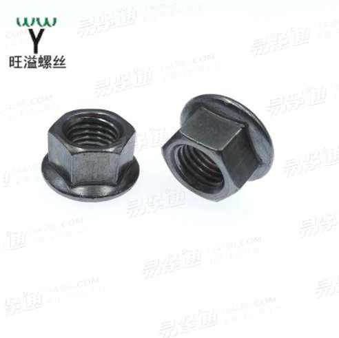 高強度碳鋼35#8/10級法蘭面螺母汽車配件GB6177法蘭面帶齒墊螺帽