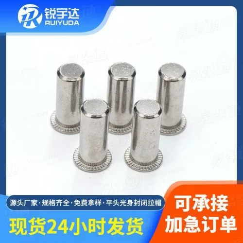 304不锈钢平头竖纹拉铆螺母新能源汽车封闭拉帽平头光身盲孔拉帽
