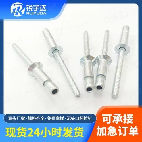 厂家批发口杯型拉丝铆钉 沉头内锁抽芯铆钉 铝铁内锁新能源拉钉